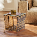 [Replace old code: 21936583] Glass Surface Yellow Gradient Iron Frame Rattan Side Table - Image 14