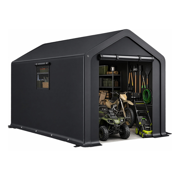 4dc2d1f4-9b57-42bc-8f1c-3ba1058b328a.png 8x10 FT Storage Shed with 2 Roll-up Windows, Heavy Duty Bike Tent - Image 1