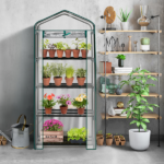 4 Tier Mini Greenhouse with PVC Cover & Roll-Up Zipper Door, Portable Waterproof Greenhouse for Garden Backyard, 27" x 19" x 62", Transparent - Image 11
