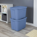 Large Storage Bin, 18 Gallon Durable Plastic Storage Tote with Snap-on Lid, Light Blue, 8 Pack (Shipment from Walmart) - Image 5