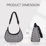 Women Woven Hobo Handbag for Women Fashion Vegan Leather Tote Bag for Women-Black - Image 3