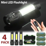 4Pcs Mini Zoomable LED Flashlight USB RechargeableCamping Hiking Flashlight Work light (US Logistics For USPS/DHL/Fedex/UPS. No designated logistics accepted TK/TMEU only For self-pickup - Image 11