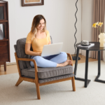 Low Arm Accent Chair - Light Gray Corduroy Upholstered Indoor Lounge Chair, Compact Single Seater with Sturdy Frame (330LBS Weight Capacity) - Image 15