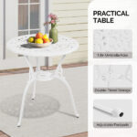 3 PCS Outdoor Bistro Set, All-Weather Cast Aluminum Butterfly Bistro Table and Chairs Set of 2, Patio Bistro Set for Backyard, Garden, Balcony White - Image 7