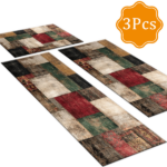 Three-piece kitchen rug set, non-slip and washable, abstract pattern kitchen hallway rug, soft and comfortable, suitable for sinks, floors, entrances, hallways and bathrooms. - Image 2