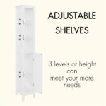 66.92" Tall Bathroom Storage Cabinet with Adjustable Shelves,1 Doors Freestanding Cabinet with Anti-Tip, Open compartments, for Home, Small Spaces, Bathroom,Kitchen, Living Room, White - Image 3