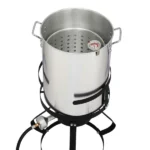 13*32inch Four-Piece Set, Black Round Iron Stove Frame, Silver Aluminum 30qt Turkey Pot 10qt Fish Pot, Gas Fryer - Image 14