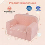No-Assembly Kids Sofa, Soft Teddy Fleece Foam Couch with Carry Handle & Removable Washable Cover (Pink) - Image 7