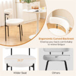 2 PCS White Sherpa Upholstered Dining Chair, Ergonomic Curved Backrest & Wide Round Seat - Image 7