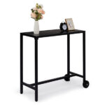Replace 92798956 40" Outdoor Bar Table with Wheels, Rectangle Narrow Counter Height Table, Ideal Bar Height Table for Balcony Patio Garden Yard Poolside, Black - Image 7