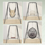 133*137*180cm Wrought Iron Four-Legged Standing 200kg Three Rings Hanging Chair Frame Black - Image 24