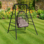 133*137*180cm Wrought Iron Four-Legged Standing 200kg Three Rings Hanging Chair Frame Black - Image 7
