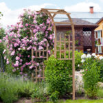 7FT Wooden Garden Arbor, Wedding Arch Backdrop Stand for Ceremony Party, Garden Pergola with Trellis for Climbing Plants, Dark Brown - Image 13