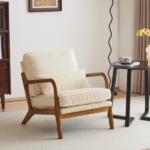 Low Arm Accent Chair - Off-White Corduroy Upholstered Indoor Lounge Chair, Compact Single Seater with Sturdy Frame (330LBS Weight Capacity) - Image 26