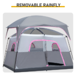 6 Person Outdoor Camping Tent, Waterproof Windproof Easy Setup, Double Layer Family Camping Tent with 1 Mesh Door & 5 Large Mesh Windows, Gray - Image 5