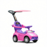 Pink 3 in 1 Kids Push & Sliding Car: with Removable Handle, Music, Horn, Canopy & Safety Guardrail for Toddlers - Image 3