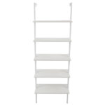 5-Shelf Wood Ladder Bookcase with Metal Frame, Industrial 5-Tier Modern Ladder Shelf Wood Shelves,White - Image 5