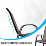 Brown 2 Pack Stackable Patio Dining Chairs, Ergonomic Steel Frame Breathable Fabric Outdoor Chairs 330 LBS Capacity - Image 4
