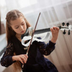 Full Size 4/4 Bunnel Edge Electric Silent Violin with Case Bow Rosin Headphone Connecting Line White - Image 3