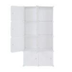 8 Cube Organizer Stackable Plastic Cube Storage Shelves Design Multifunctional Modular Closet Cabinet with Hanging Rod White - Image 6