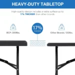 6 Foot Folding Table,Fold-in-Half Plastic Table,Indoor Outdoor Picnic Party Dining Camp Tables,Black (Shipment from Walmart) - Image 3