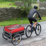 Q235 steel pipe 96*75*58cm bicycle trailer rack black and red 100kg cargo trailer with handle - Image 9