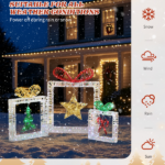 Set of 3 Lighted Iridescent Cut-out Gift Box Christmas Decorations, Pre-lit Holiday Decor with 357 White LED Lights for Xmas Outdoor Indoor Decor Lighted Holiday Displays - Image 10