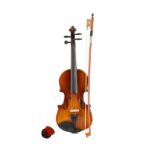 New 1/8 Acoustic Violin Case Bow Rosin Natural - Image 3