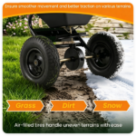 Black Heavy-Duty Walk-Behind Broadcast Lawn Spreader, 66 Lbs Capacity Adjustable Flow Control, Pneumatic Rubber Wheel Push Spreaders for Grass Seed Fertilizer Snow Salt - Image 8