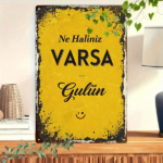 CIFbuy Vintage Metal Tin Sign Yellow Background Black Graffiti Border Joyful Face Inspiring Life Slogan Plaque 2D Flat Wall Decor TikTok, TikTok, r Self-pickup Logiopics - Image 6