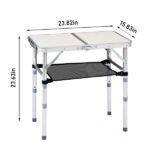 Outdoor Folding Camping Table, 2ft Portable Pinic Table with 3 Adjustable Height, Small Aluminum Foldable Lightweight Patio Side Table with Carry Handle for Outdoor Indoor Hiking Camp BBQ Beach, White - Image 6