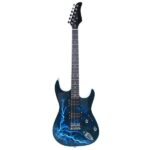 Lightning Style Electric Guitar with Power Cord/Strap/Bag/Plectrums Black & White - Image 2