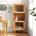 Natural Bamboo 3-Cube Storage Cabinet, Acrylic See-Through Doors & Open Compartment - Image 6