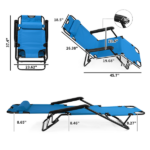 Same Code 75407956 Folding Chaise Lounge Chair for Outdoor, 2-in-1 Portable Tanning Chair with Pillow, Adjustable Recliner Chair for Beach Camping Pool, Blue - Image 18