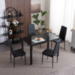 4pcs Elegant Assembled Stripping Texture High Backrest Dining Chairs Black Replace encoding 13028198-18410366 - Image 44