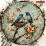 CIFbuy 1pc Vintage Bird Nesting Wall Decor 8x8in, "" Decor 8x8in, Round Sign Spring Birds Nest Plaque Frameless Hanging TikTok, TikTok, Self-pickup Logigiics - Image 6