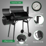 Barrel Charcoal Grill with Offset Smoker, All Metal Outdoor Smoker with Side Table and Wheels for Outdoor Garden Patio and Backyard Cooking - Image 18