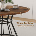 Brown 47" Round Dining Table , Family-Sized for 4-6 People, Hourglass Metal Base & Curved Tabletop - Image 8