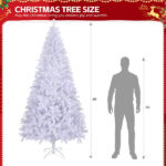 8 FT Pre-lit Artificial Christmas Tree, Hinged Xmas Pine Tree with 1500 Branch Tips, 500 Lights for Holiday Party Office Home, White - Image 7