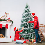 7.5 FT Artificial Snow Tipped Christmas Tree with DIY 350 Warm Lights Remote Control, Hinged Xmas Pine Tree with Silver Ribbon Ornaments for Holiday Party Office Home, Green & Snow Tipped - Image 3