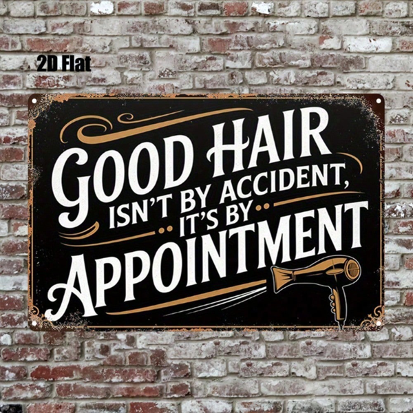 CIFbuy 1pc Vintage Barber Shop Sign "Good Hair Isn't By Accident, It's By Appointment" 2D Flat Poster Distressed Wall Art Home Office D TikTok, TikTok, Self-pickup Logiopics