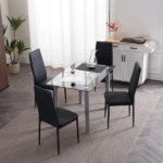 4pcs Elegant Assembled Stripping Texture High Backrest Dining Chairs Black Replace encoding 13028198-18410366 - Image 87