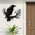CIFbuy Gothic Black Metal Crow Wall Art Vintage Industrial Bird Silhouette Wall Decor TikTok, temu pick-up service - Image 8