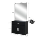 same code 75512472 15% E0 chipboard linen top 1 drawer 1 door with mirror Salon cabinet black - Image 3