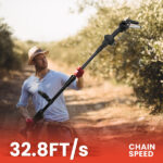 3-in-1 Cordless Electric Pole Saw & Mini Chainsaw & Grass Trimmer Kit with Adjustable Length 2Pcs 21V 1500mAh Batteries 4in/6in Chains Saw Rotatable Head, Safety Switch + Gloves/Goggle for Yard/Garden - Image 9