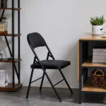 Same Code 33457557 4pcs Elegant Foldable Iron & PVC Chairs for Convention & Exhibition Black - Image 4