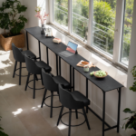 71-Inch Bar Table (Black) - 209 lbs Capacity Pub Height Table with Durable MDF Top & Metal Frame, Ideal for Kitchen/Bar Counte - Image 6