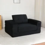 Compression Human Dog Sofa Bed for Adult & Pets,Modern Floor Couch With Pillow for Living Room Bedroom,Corduroy Fabric,No Assembly Required, Black - Image 3