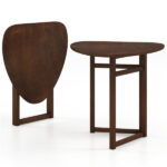 31.5" Small Folding Dining Table, Walnut Solid Wood Foldable Kitchen Table for 2 People - Image 3