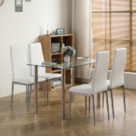 Rubber wood soft bag deep walnut dining table and chair set 1 table 4 chairs beige cushion rectangular - Image 46
